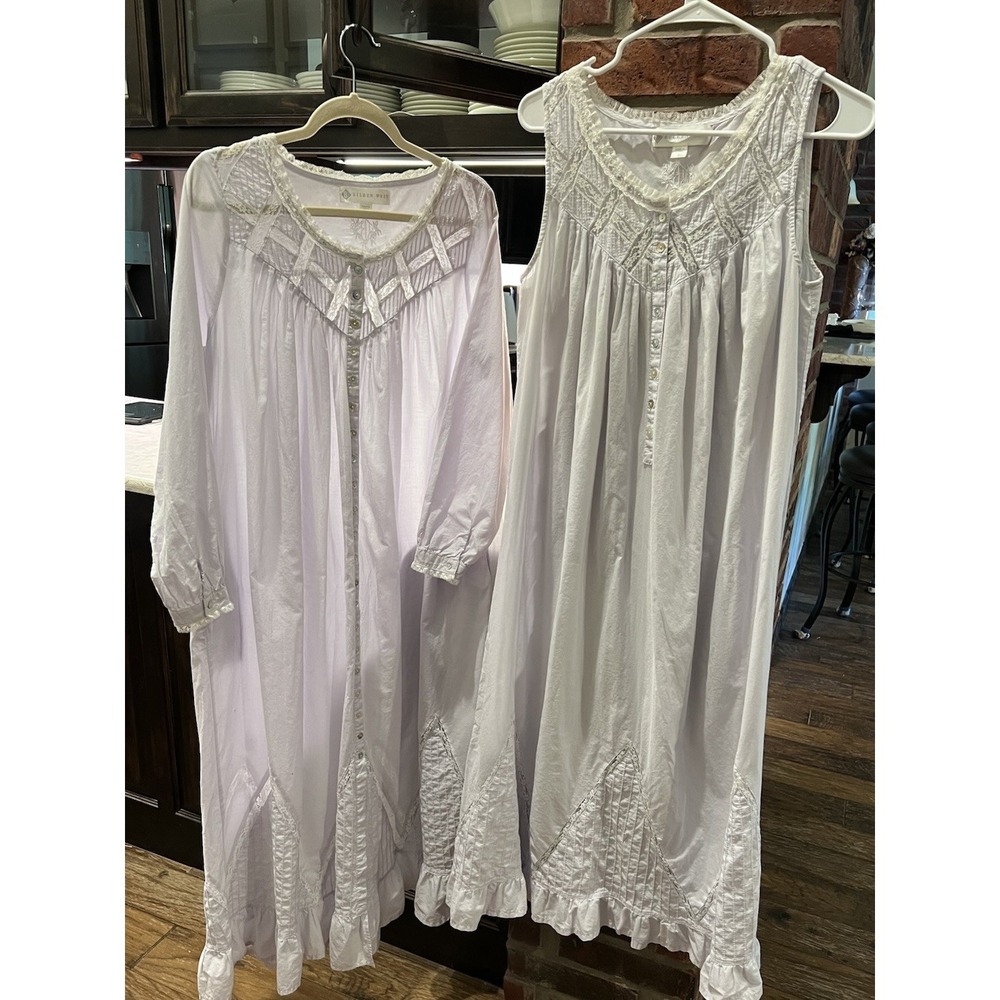 Eileen West 2pc Nightgown Robe-Womens Small Light Purple Sleeveless Cotton